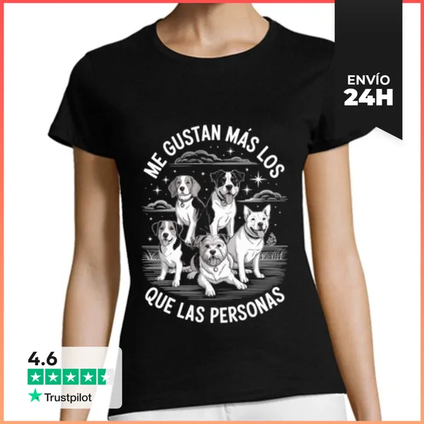 Camiseta Mujer Clásica Me Gustan Más Los Perros Que Las Personas