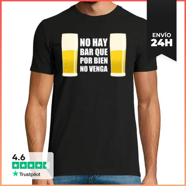 Camiseta Hombre Clásica No Hay Bar Que Por Bien No Venga