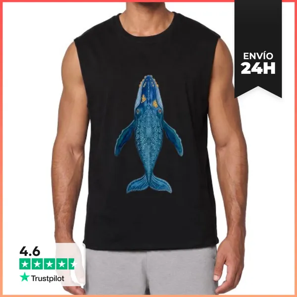 Camiseta Sin Mangas Ballena Azul Motivos Geométricos LaTostadora