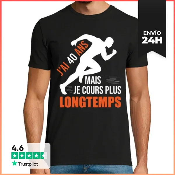 Camiseta Hombre Clásica Corriendo Humor 40 Años Aniversario
