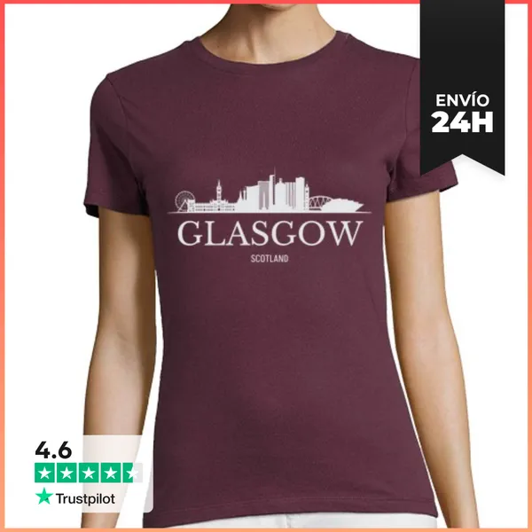 Camiseta Mujer Clásica Horizonte Glasgow, Glasgow Escocia