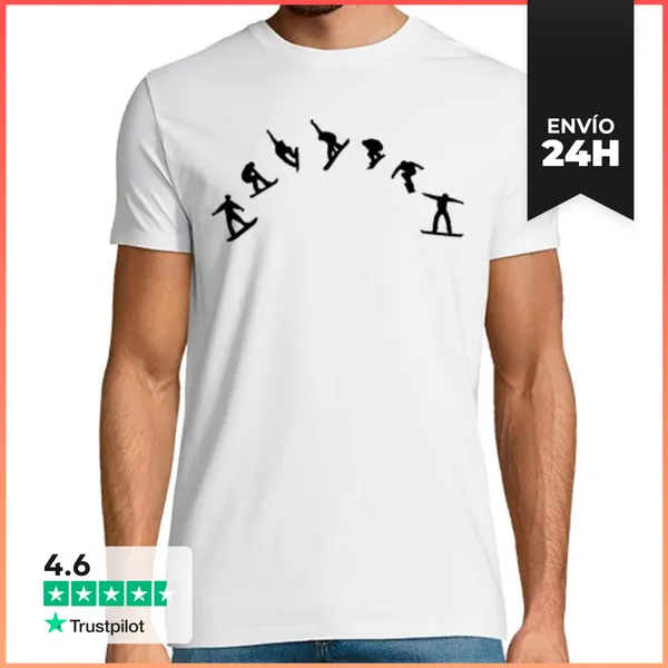 Camiseta Hombre Clásica Tabla De Snowboard Freestyle Salto