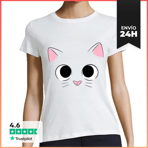 Camiseta Mujer Clásica Cat Face LaTostadora