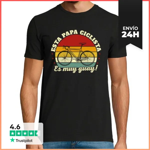 Camiseta Hombre Clásica Este Papá Ciclista Es Muy Guay
