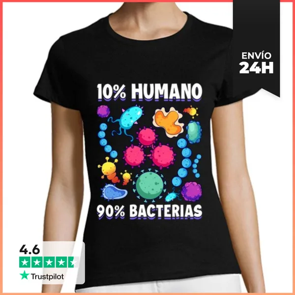 Camiseta Mujer Clásica 10 Humano 90 Bacteria Biología Ciencia