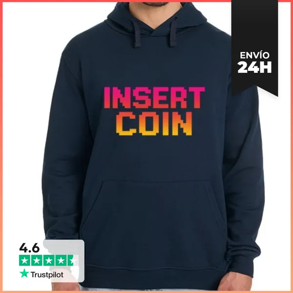 Sudadera Unisex Con Capucha Insert Coin - Camiseta Retro Arcade