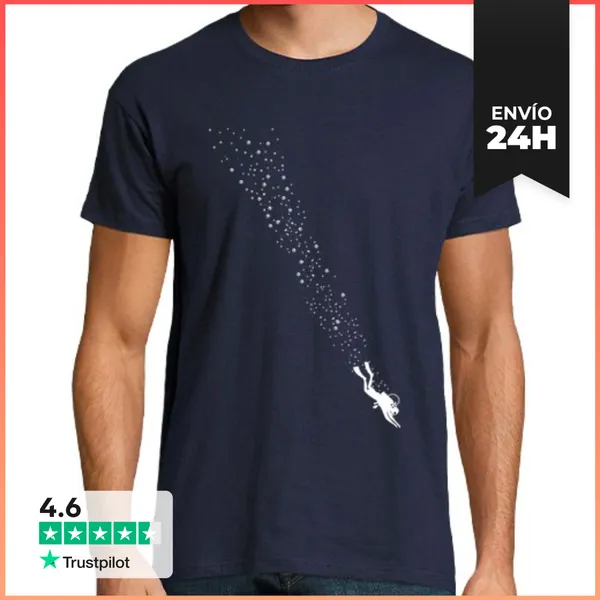 Camiseta Hombre Clásica Submarinista Burbujas LaTostadora