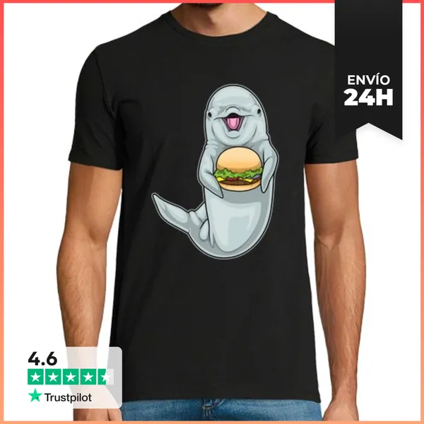 Camiseta Hombre Clásica Hamburguesa Con Queso Y Delfín