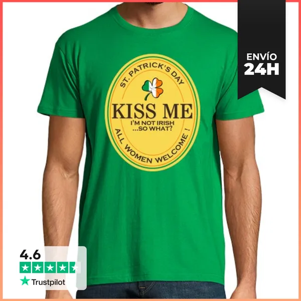 Camiseta Hombre Clásica Kiss Me I Am Not Irish All Women Welcome