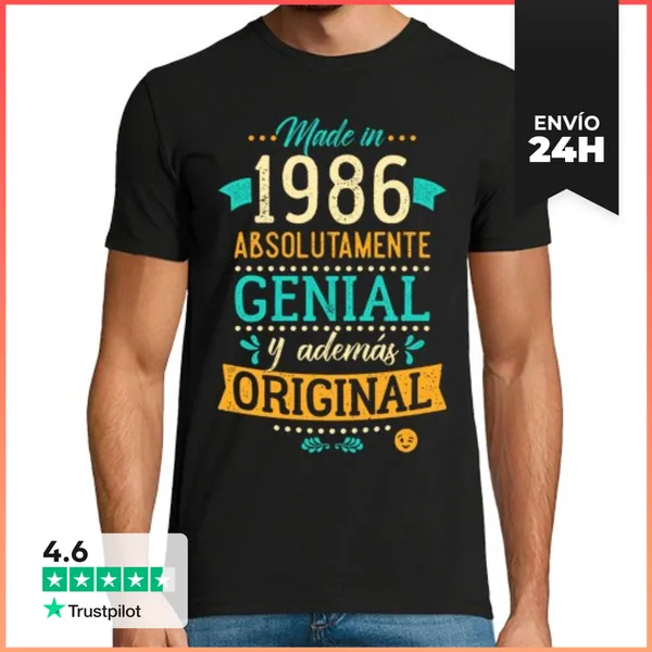 Camiseta Hombre Clásica Made In 1986 Absolutamente Genial...