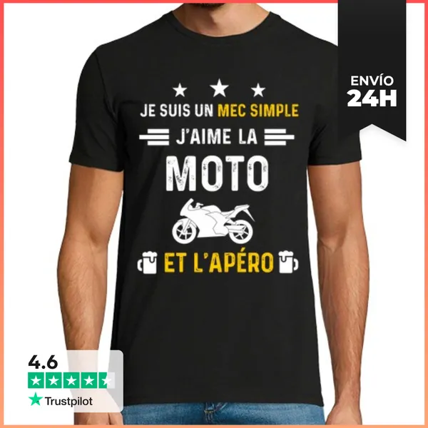 Camiseta Hombre Clásica Aperitivo Moto Motorista Chico Sencillo