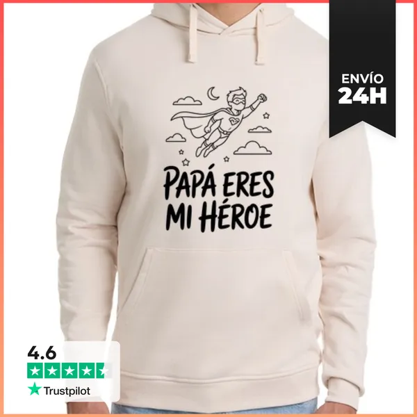 Sudadera Unisex Con Capucha PAPÁ ERES MI HÉROE Día Del Padre