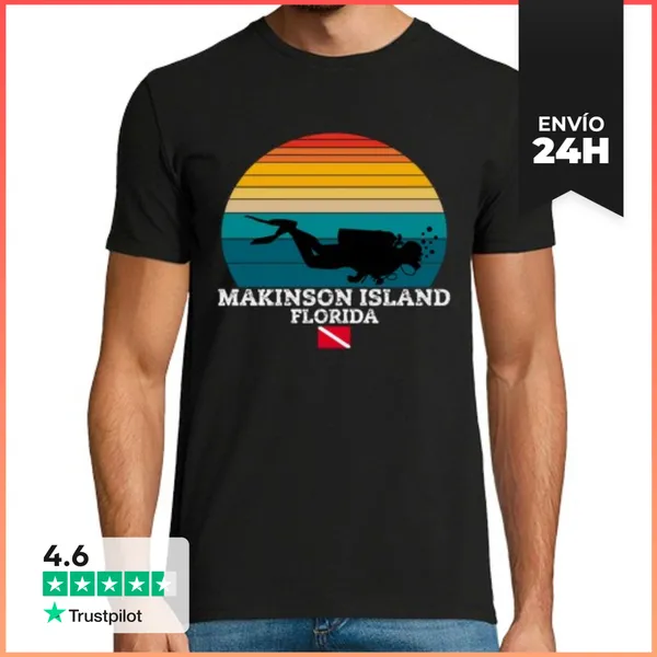 Camiseta Hombre Clásica Isla Makinson Isla Estadounidense Buceo