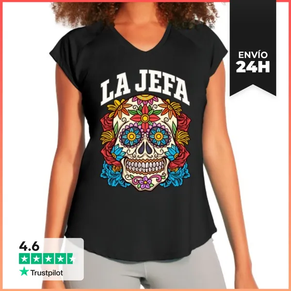 Camiseta Deportiva Mujer La Jefa Calavera Día De Los Muertos