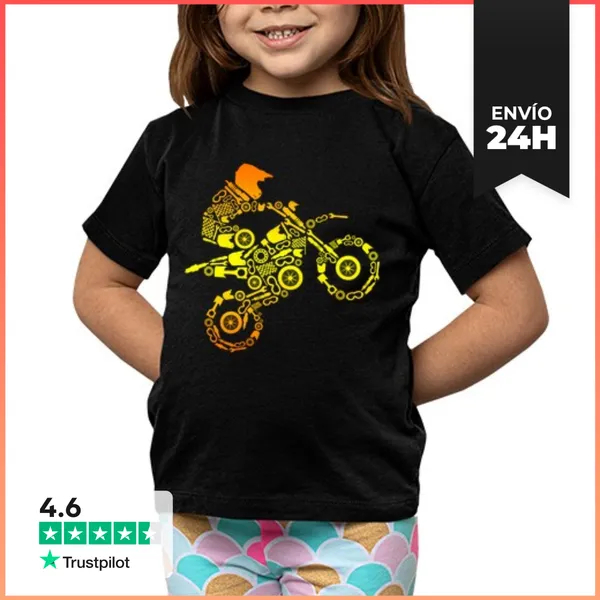 Camiseta Clásica Para Niños Motero Motocross Piezas Motor Motos