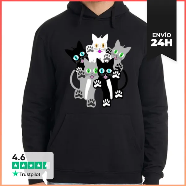 Sudadera Unisex Con Capucha GATOS LaTostadora
