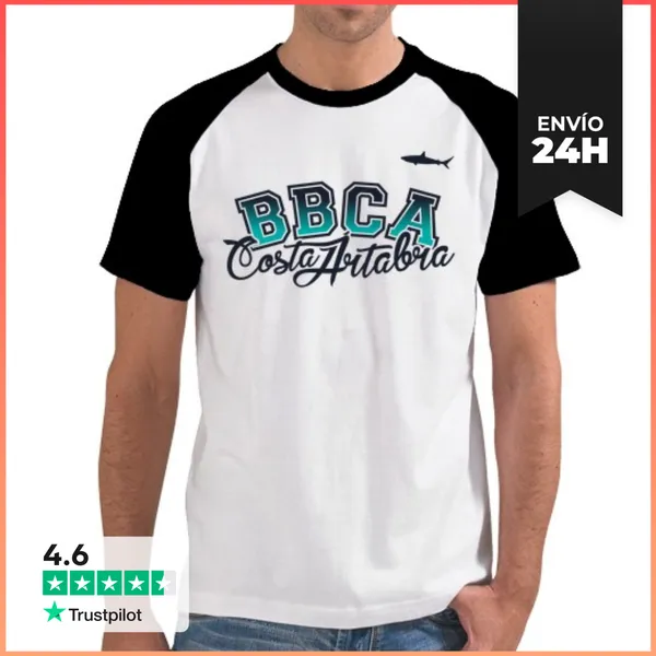 Camiseta Hombre, Estilo Béisbol Letras BBCA Azul Marino Degradado