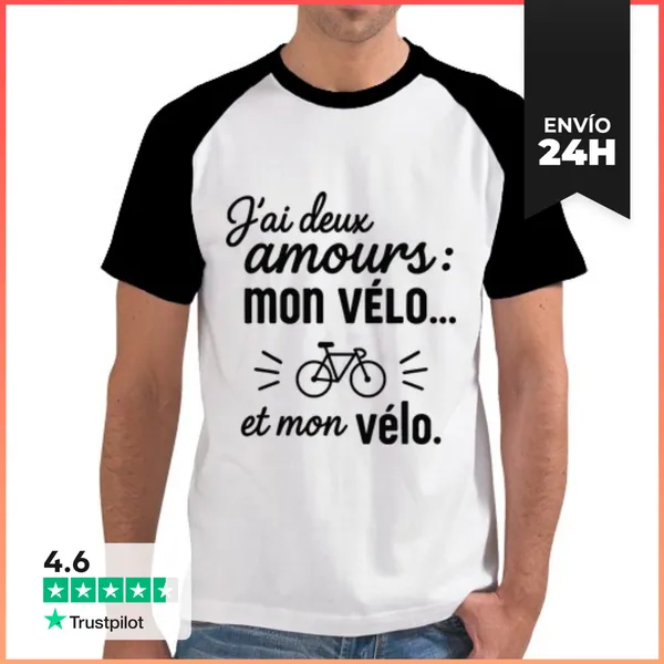 Camiseta Hombre, Estilo Béisbol Dos Amor Bicicleta Ciclismo