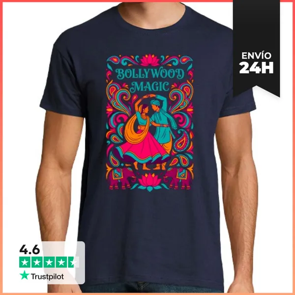 Camiseta Hombre Clásica Magia De Bollywood Motivo De Danza India