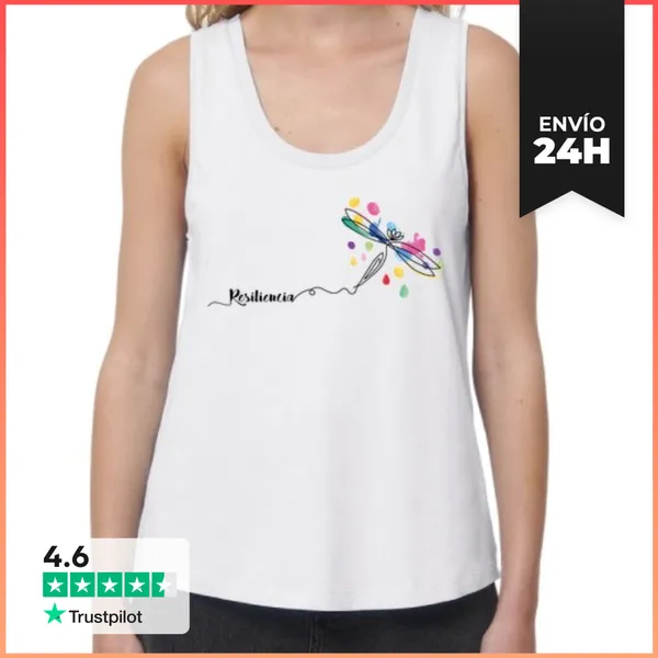 Camiseta Mujer Sin Mangas, Loose Fit Camiseta Resilencia - Blanca