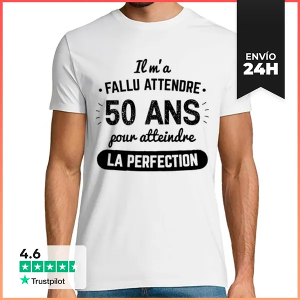 Camiseta Hombre Clásica 50 Años Para Llegar A La Perfección V2