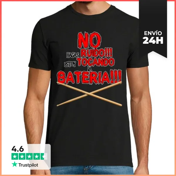 Camiseta Hombre Clásica NO HAS RUIDO!!! ESTOY TOCANDO LA BATERI