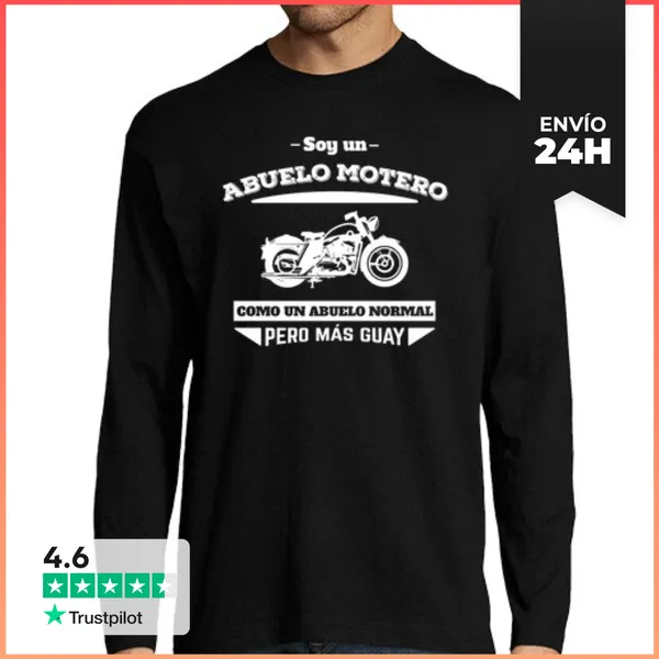 Camiseta Hombre Manga Larga Abuelo Motero LaTostadora