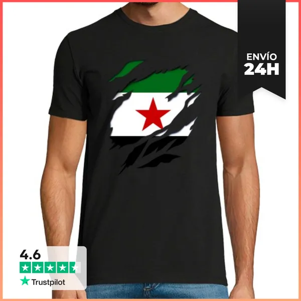 Camiseta Hombre Clásica Bandera Extremadura Estrella Roja