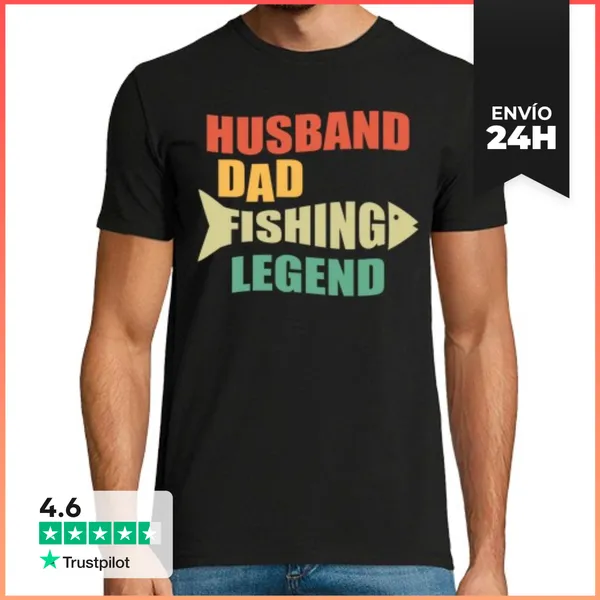 Camiseta Hombre Clásica Marido Antiguo Papá Leyenda De La Pesca