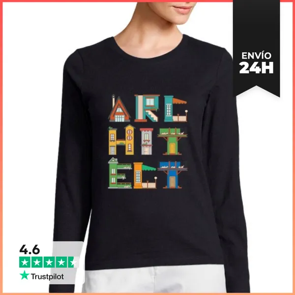 Camiseta Mujer Manga Larga Arquitecto Arquitectura Edificio