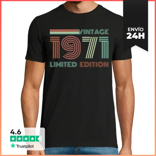 Camiseta Hombre Clásica 1971 Año De Nacimiento Cumpleaños Nacim