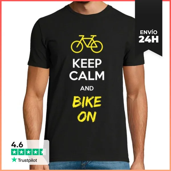 Camiseta Hombre Clásica Keep Calm And Bike On LaTostadora