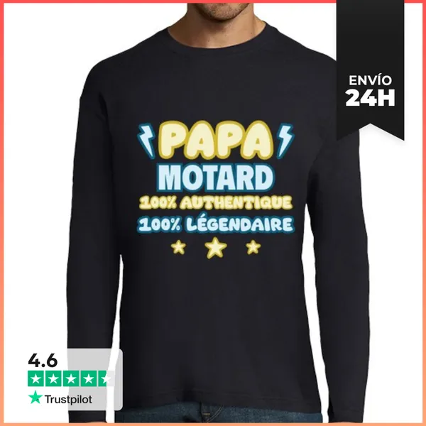 Camiseta Hombre Manga Larga Papá Motociclista Motocicleta Día Del