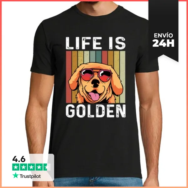 Camiseta Hombre Clásica Perro Golden Retriever LaTostadora