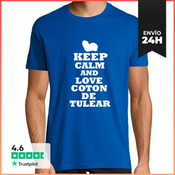 Camiseta Hombre Clásica Keep Calm And Love Coton De Tulear