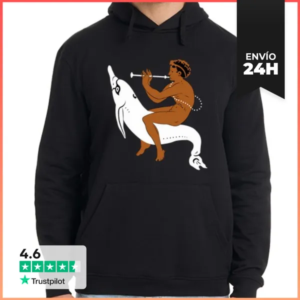 Sudadera Unisex Con Capucha Joven Etrusco Tocando La Flauta Y