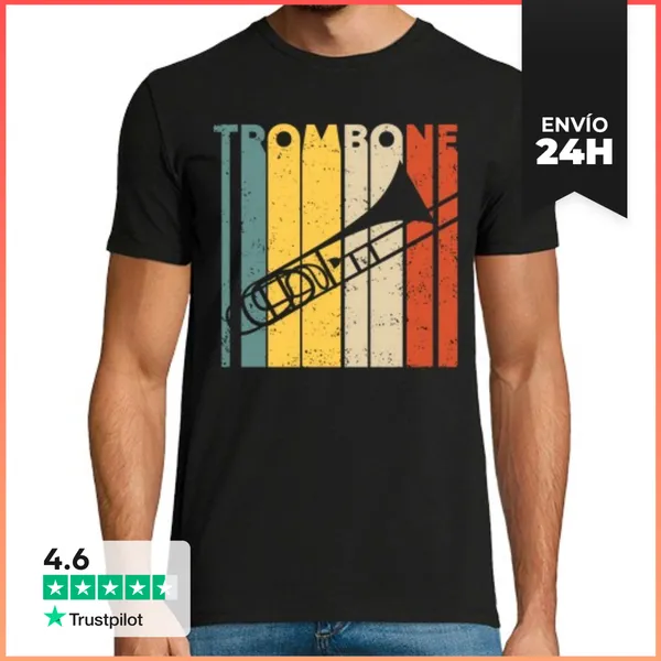 Camiseta Hombre Clásica Banda De Marcha De Trombón Vintage Retr