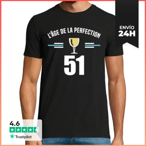 Camiseta Hombre Clásica Cumpleaños 51 Años Marsella Región