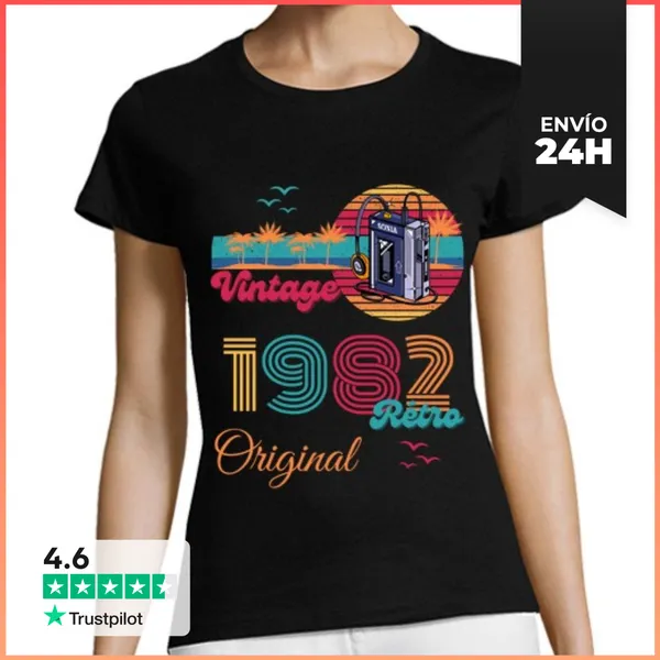 Camiseta Mujer Clásica Walkman Retro Vintage 1982 LaTostadora