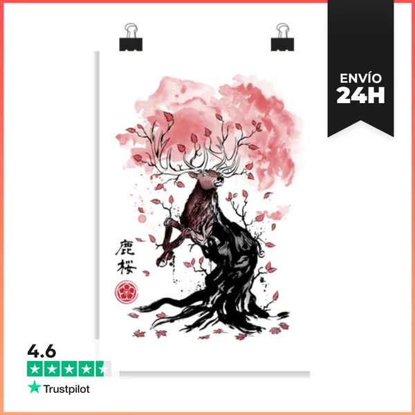 Póster Vertical Deer Tree LaTostadora