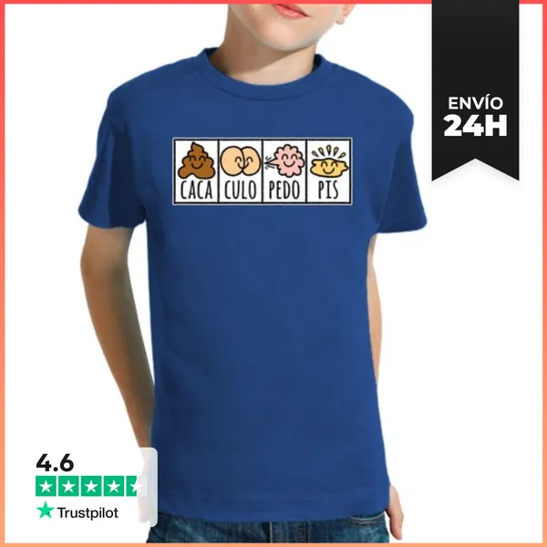 Camiseta Clásica Para Niños Caca Culo Pedo Pis (fondo Oscuro)