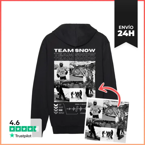 Sudadera Unisex Con Capucha TEAM SNOW 1 - FOTO PERSONALIZADA