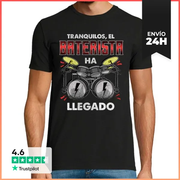 Camiseta Hombre Clásica El Baterista Ha Llegado Batería Grupos