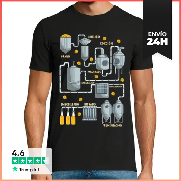 Camiseta Hombre Clásica Fábrica De Cerveza Artesana Humor Alcohol
