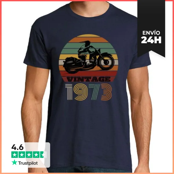 Camiseta Hombre Clásica Motocicleta De La Vendimia 1973