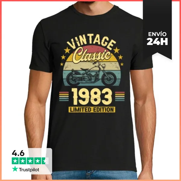 Camiseta Hombre Clásica Aniversario 1983 40 Años Cumpleaños