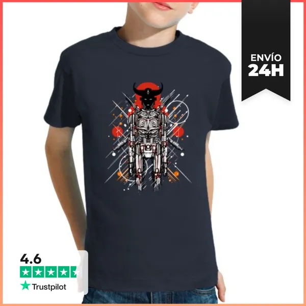 Camiseta Clásica Para Niños Droide De Batalla Samurai LaTostadora