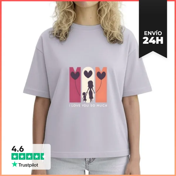 Camiseta Mujer Boxy Amo A Mama LaTostadora