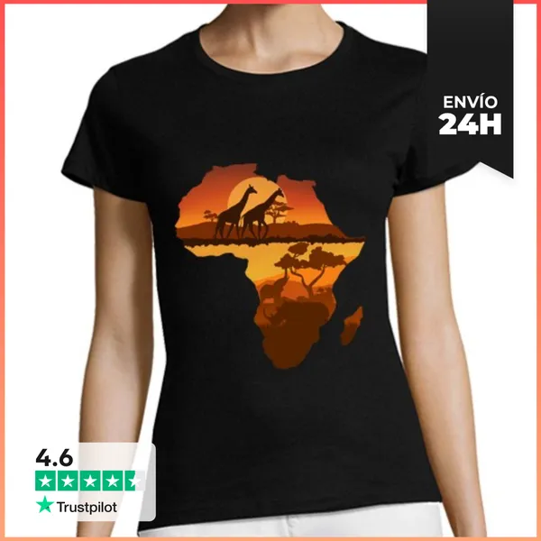 Camiseta Mujer Clásica África Mapa Y Paisaje LaTostadora