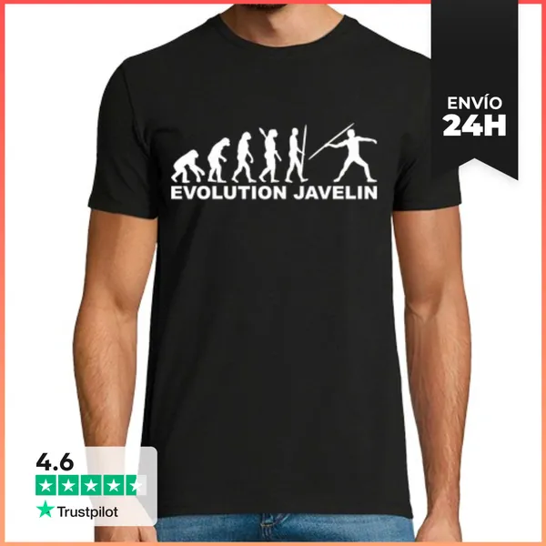 Camiseta Hombre Clásica Lanzamiento De Jabalina Evolución